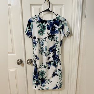 Pink Blush Large blue white floral maternity dress